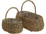 Set Di 2 Cesti Per Piante Con Manico Cesto Per Fiori In Materiale Naturale Intrecciato Cesto Decorativo L23/35Cm