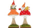 Rospo In Legno Decorazione Autunno, Set Di Gnomi, Arancio Rosso, Decorazione 21Cm 4 Pezzi