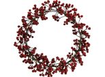 Decorazione Natalizia Ghirlanda Di Bacche Rosso Festivo Ghirlanda Porta Piante Artificiali Decorazione Da Tavolo Ø35Cm