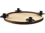 Portacandele A Bastoncino In Legno Nero Naturale Ø 33 Cm - Elegante Elemento Decorativo Per La Tavola