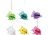 Coniglietti Pasquali A Nido D'ape Da Appendere 7X4,5X6Cm Set Di 5 - Decorazione Primaverile E Idea Artigianale Per Pasqua