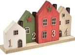 Corona D'avvento Portacandele In Legno Casette Decorazione Natalizia Rosso Verde Candele A Bastoncino 35Cmx20Cm