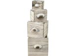 Set Di 4 Cassettiere In Legno Con Maniglia - Contenitori Rustici, Organizer Versatili Per La Decorazione E L'organizzazione