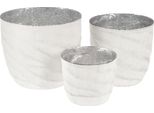 Elegante Set Di Lanterne In Metallo Bianco Argento, Porta Tealight 3 Misure Ø8/10/12,5 Cm Accogliente Decorazione Da Tavola