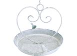 Appeso A Una Vasca Per Uccelli In Metallo Cuore Bianco Blu Decorazione Da Giardino Ø21,5 Cm