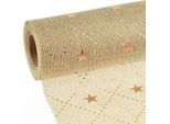 Runner Da Tavola Natalizio Stelle Brillanti Oro 48Cm X 4,5M - Decorazione Da Tavola E Decorazioni Dell'avvento