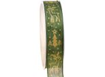 Nastro Natalizio Bordo Filo Renna Verde Oro Decorazione Nastro Regalo 25Mm X 18M