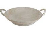 Ciotola Decorativa Vintage Shabby Chic In Metallo Grigio Con Manici, Rotonda Ø31Cm - Decorazione Elegante