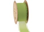 Nastro Di Chiffon Tessuto Oliva Chiaro Frange 40Mm 15M Decorazione Regalo