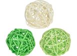 Palline In Rattan Verde, Verde Chiaro E Crema Assortite Ø5Cm Decorazione Naturale 24 Pezzi