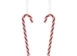 Decorazione Albero Di Natale Bastoncino Di Zucchero 18Cm 12Pz - Decorazione Natalizia In Plastica Rosso-Bianco