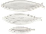 Set Di Vassoi Decorativi Pesce Legno Bianco Natura Nautica Set Di 3