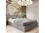 Muralo Letto Imbottito Per Camera Da Letto Letto In Tessuto Letto Con Contenitore Letto Con Rete E Molla A Gas Letto Matrimoniale 140X200 Letto Con Contenitore Grigio