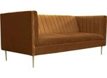 Divano A Tre Posti In Tessuto Soggiorno Design Divano Imbottito Arancione Chesterfield Nuovo