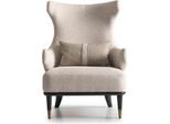 Poltrona Wing Poltrona Monoposto Lusso In Tessuto Beige Soggiorno Moderno