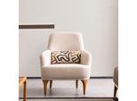 Poltrona Di Design Beige Colore Soggiorno Legno Elegante Lounge Club Arredamento