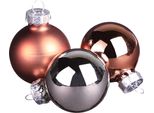 Mini Baubles Natalizi In Vetro Argento Albicocca 3Cm 22 Pz Decorazione