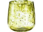 Vaso Vintage In Vetro Lanterna Con Decorazione Giallo Verde Ø9X9,5Cm
