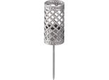 Portacandele A Bastoncino Con Spina Grigio Argento Ø24Mm H10Cm Set Di 4 Decorazioni Da Tavolo