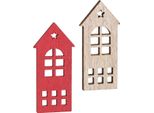 Decorazione Casetta In Legno Sparsa Natura Rosso 2×4,5 Cm Natale 72 Pz