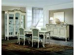 Set Sala Da Pranzo Di Lusso 7 Pezzi Mobili In Legno Bianco Cassettiera 4X Sedia Tavolo Vetrina
