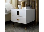 Comodino Comodino Cassettiera Tavolino Console Oro Lucido Tavolo Bianco