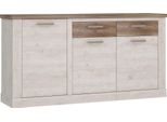 Sideboard Forte "Duro", Weiß (Pinie Weiß, Eiche Antik), B:172,2Cm H:90,3Cm T:41,3Cm, Sideboards, Sideboard, Mit TüRen Und Schubladen, Im Landhausstil, Breite 172,2 Cm