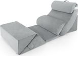 Costway Set Di 7 Pezzi Di Cuscini Ortopedici A Cuneo, Cuscino A Cuneo Regolabile Per Letto Con Rivestimento Lavabile, Cuscino Di Supporto Per Bruciori Di Stomaco, Sollievo Dal Dolore, Elevazione Delle Gambe, Russare, Grigio