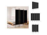 Vidaxl Paravento 5 Pezzi Nero 200X200 Cm Tessuto - Divisorio Per Ambienti