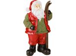 Babbo Natale Figurina Decorativa Sci Dipinta A Mano 24,5 Cm Decorazione Natalizia