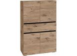 Midischrank Home Affaire "Wisla", Braun (Wiking Eiche), B:76Cm H:130Cm T:35Cm, Holzwerkstoff, SchräNke, Midischrank, Mit 4 TüRen & 1 Schublade, Breite 76 Cm, HöHe 130 Cm