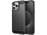 Avizar, Custodia Protettiva Flessibile Per Apple Iphone 16 Pro, Effetto Carbonio, Nero