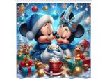 Tenda Multifunzionale Di Design Blu 180X180 Cm - Mickey E Minnie/Natale