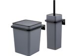 Bremermann Set Da Bagno 2 Pezzi Savona Softtouch Incl. Supporto A Parete, Contenitore Per Cosmetici E Portascopino, Angolare - Grigio