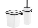 Bremermann Set Da Bagno 2 Pezzi Savona Softtouch Incl. Supporto A Muro, Contenitore Per Cosmetici E Portascopino, Angolare - Bianco