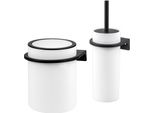 Bremermann Set Da Bagno 2 Pezzi Savona Softtouch Incl. Supporto A Parete, Contenitore Per Cosmetici E Portascopino, Rotondo - Bianco