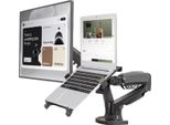 Supporto Per Laptop A Doppio Monitor, Braccio Doppio Con Sollevamento A Gas, Supporto Per Monitor Da 17 A 27 Pollici, Mat Carbone 2Xusb