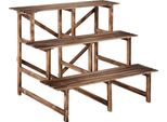 Outsunny Scala Per Piante, Scala Per Fiori, Scaffale Per Fiori, Scaffale Per Piante, Supporto Per Fiori, 3 Gradini, Legno Di Abete, 100 X 80 X 78Cm