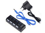 Hope R Hub Usb 3.0 A 4 Porte, 5Gbps, Con Switch, Con Alimentatore