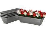 Outsunny Set Di 5 Vasi Da Fiori In Plastica, 59 X 21 X 16 Cm Set Di Vasi Da Fiori Impilabili, Fioriera Resistente Alle Intemperie, Vasi Per Interni Ed Esterni, Grigio