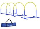 Pawhut Attrezzatura Per L'addestramento All'agilità Del Cane, Set Di Agilità Per Cani, Set Di Ostacoli Da 4 Pezzi Per Cani Anziani, Set Di Addestramento Per Cani Con Borsa Per Il Trasporto, Blu+Giallo, 88 X 6