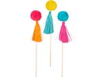 Spiedini Decorativi Pompon Colorati Da 16 Cm - Taglia Unica