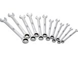 Vigor V1031 Set Di Chiavi Combinate A Cricchetto ∙ Lunghe ∙ Profilo Esagonale Esterno, Profilo Esagonale Doppio Esterno ∙ 8 - 19 ∙ Numero Di Utensili: 12