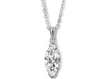 New Bling 9NB-0718 Collana In Argento Con Ciondolo - Donna - Zirconi - Ovale - 16 X 7 Mm - Bianco - Maglia Ad Ancora - 40 + 5 Cm - Rodio - Argento
