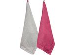 Home Elements Strofinaccio In Cotone Riciclato, 2 Pezzi, 50 X 70 Cm, Beige E Rosso