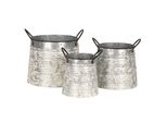 Portapiante Clayre & Eef 30X24X27 Cm Grigio Bianco Metallo
