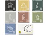 Frank Paperman® | 7X Adesivi Per La Raccolta Differenziata | Autoadesivi | Colori Diversi | Quadrati | 6×6 Cm | Adesivi Per Cestini Dei Rifiuti In Tedesco E Inglese