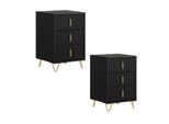 Sobuy Set Di 2 Comodini Con 3 Cassetti Tavolino Da Divano Tavolino Da Letto Comodino Cassettiera Nero Wht Circa 40X63X40Cm Fbt115-L-Schx2