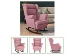 The Living Store Sedia A Dondolo Con Gambe In Legno Massiccio E Gomma Velluto Rosa