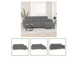 The Living Store Divano A 3 Posti Con Poggiapiedi In Tessuto Microfibra Grigio Scuro 180 Cm
